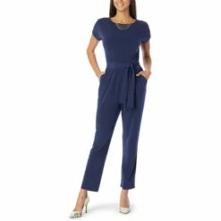 Best Sale 🎁 G By Giuliana Tapered Leg Jumpsuit Black 😀 -G by GIULIANA Sales Store unnamed file 2771