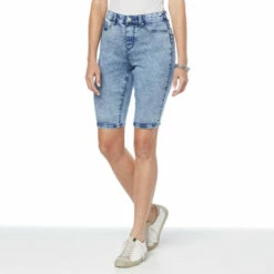 Buy 🎉 G By Giuliana G-Soft Denim Pull-On Bermuda Short Medium Wash 💯