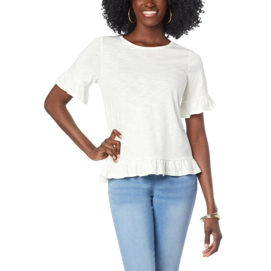 Cheapest 🤩 G By Giuliana Ruffle Detail Slub Knit Tee Limoncello 🔥 3 Cheapest 🤩 G By Giuliana Ruffle Detail Slub Knit Tee Limoncello 🔥