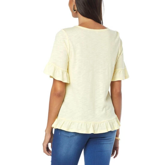 Cheapest 🤩 G By Giuliana Ruffle Detail Slub Knit Tee Limoncello 🔥 4 Cheapest 🤩 G By Giuliana Ruffle Detail Slub Knit Tee Limoncello 🔥 - Image 2