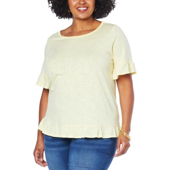 Cheapest 🤩 G By Giuliana Ruffle Detail Slub Knit Tee Limoncello 🔥 8 Cheapest 🤩 G By Giuliana Ruffle Detail Slub Knit Tee Limoncello 🔥 - Image 6