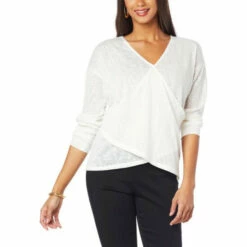 Best Sale ❤️ G By Giuliana Hacci Slub Knit Cross-Front Pullover Ivory 💯 -G by GIULIANA Sales Store unnamed file 2797