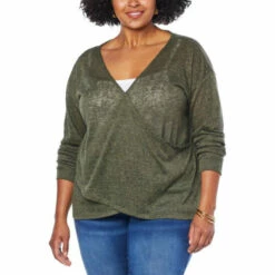 Best Sale ❤️ G By Giuliana Hacci Slub Knit Cross-Front Pullover Ivory 💯 -G by GIULIANA Sales Store unnamed file 2798