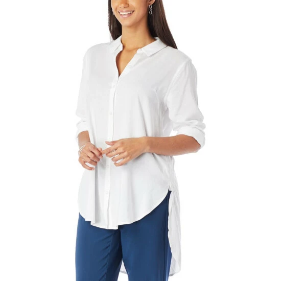 Outlet 😉 G By Giuliana Hi-Low Hem Button Front 👚 Shirt White 😍 3 Outlet 😉 G By Giuliana Hi-Low Hem Button Front 👚 Shirt White 😍