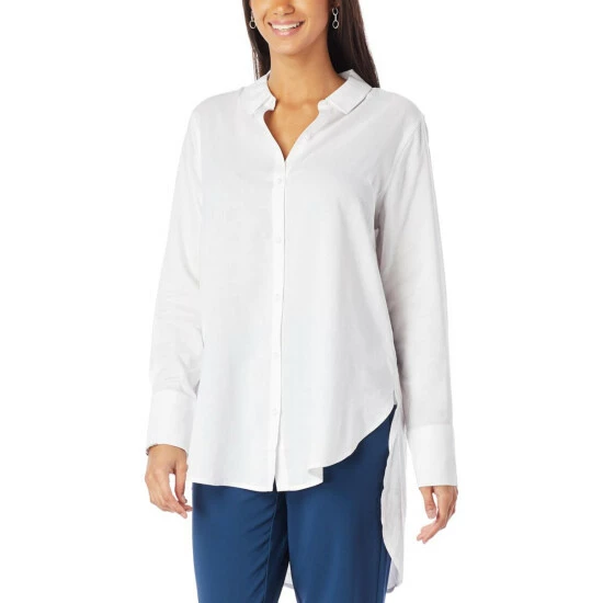 Outlet 😉 G By Giuliana Hi-Low Hem Button Front 👚 Shirt White 😍 5 Outlet 😉 G By Giuliana Hi-Low Hem Button Front 👚 Shirt White 😍 - Image 3