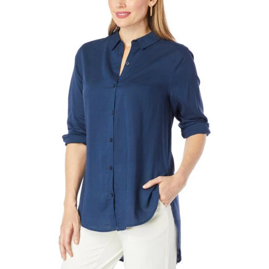 Outlet 😉 G By Giuliana Hi-Low Hem Button Front 👚 Shirt White 😍 7 Outlet 😉 G By Giuliana Hi-Low Hem Button Front 👚 Shirt White 😍 - Image 5