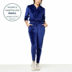 Top 10 ✨ G By Giuliana LounGy Velour Hooded Jogger Jumpsuit Dark Sapphire 🧨 -G by GIULIANA Sales Store unnamed file 283
