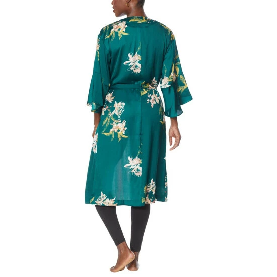Cheapest 🥰 G By Giuliana Black Label Satin Robe Topper Black Floral 🎉 4 Cheapest 🥰 G By Giuliana Black Label Satin Robe Topper Black Floral 🎉 - Image 2
