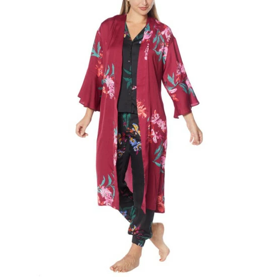 Cheapest 🥰 G By Giuliana Black Label Satin Robe Topper Black Floral 🎉 7 Cheapest 🥰 G By Giuliana Black Label Satin Robe Topper Black Floral 🎉 - Image 5