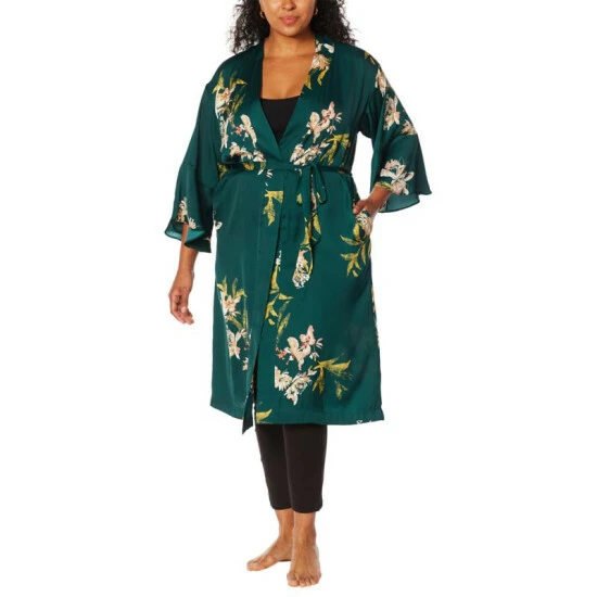 Cheapest 🥰 G By Giuliana Black Label Satin Robe Topper Black Floral 🎉 9 Cheapest 🥰 G By Giuliana Black Label Satin Robe Topper Black Floral 🎉 - Image 7