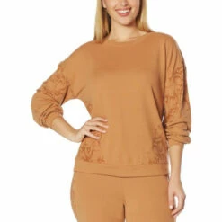 Promo 🔔 G By Giuliana LounGy Hacci Knit Print Block Sweatshirt Smoky Plum 🤩 -G by GIULIANA Sales Store unnamed file 2903