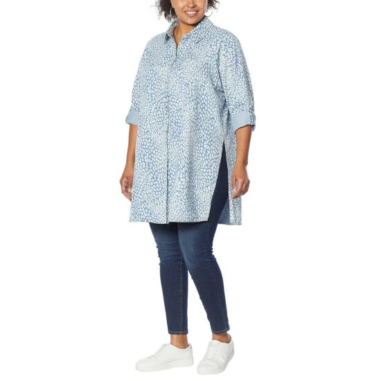 Budget ๐ G By Giuliana Buttoned Tie-Front Denim ๐ Shirt Animal Wash ๐งจ 7 Budget ๐ G By Giuliana Buttoned Tie-Front Denim ๐ Shirt Animal Wash ๐งจ - Image 5