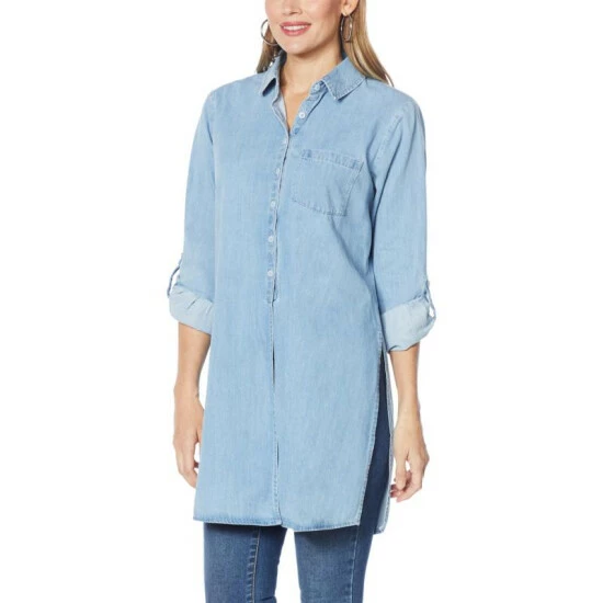 Budget ๐ G By Giuliana Buttoned Tie-Front Denim ๐ Shirt Animal Wash ๐งจ 10 Budget ๐ G By Giuliana Buttoned Tie-Front Denim ๐ Shirt Animal Wash ๐งจ - Image 8