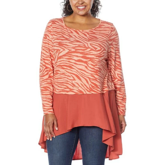 Cheapest 🎁 G By Giuliana Hi-Low Hem Mixed Media Tunic Burnt Rust Animal 🛒 7 Cheapest 🎁 G By Giuliana Hi-Low Hem Mixed Media Tunic Burnt Rust Animal 🛒 - Image 5