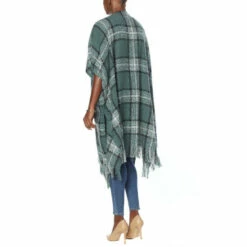 Best Pirce ⌛ G By Giuliana Plaid Bouclé Duster-Length Cardigan Poncho Mallard Green 🤩 -G by GIULIANA Sales Store unnamed file 2941