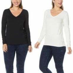 Brand new 😉 G By Giuliana 2-pack EcoLuxe Jersey Knit Long-Sleeve Tees Heather Gray/seafoam 💯 -G by GIULIANA Sales Store unnamed file 2957