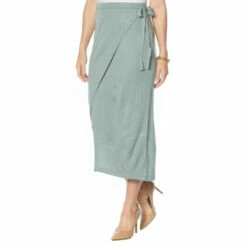 Best Sale 🔔 G By Giuliana Sweater Knit Faux Wrap Pencil 👗 Skirt Soft Maple 🧨