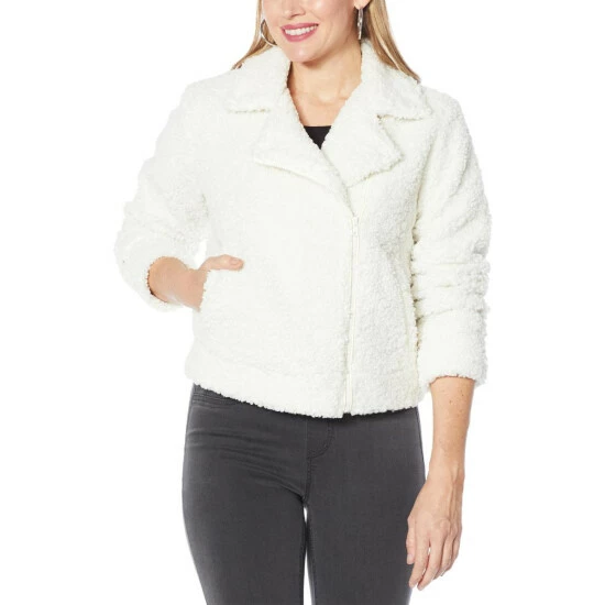 New ❤️ G By Giuliana Black Label Sherpa Moto Jacket Gray Violet 🎉 5 New ❤️ G By Giuliana Black Label Sherpa Moto Jacket Gray Violet 🎉 - Image 3