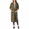 Outlet 🛒 "As Is" G By Giuliana Jacquard Sweater Knit Duster Cardigan Olive Star 💯