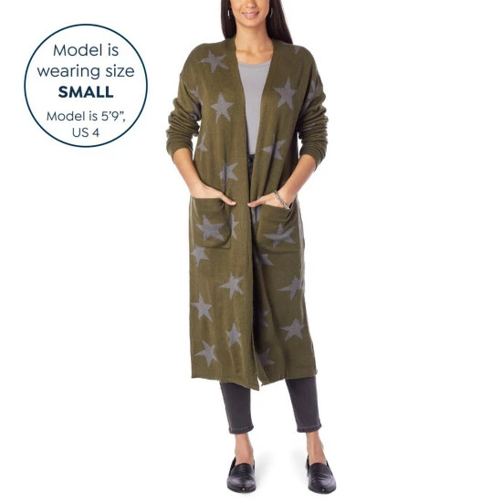 Outlet 🛒 "As Is" G By Giuliana Jacquard Sweater Knit Duster Cardigan Olive Star 💯 8 Outlet 🛒 "As Is" G By Giuliana Jacquard Sweater Knit Duster Cardigan Olive Star 💯 - Image 6