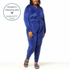 Best Sale ✔️ "As Is" G By Giuliana LounGy Velour Hooded Jogger Jumpsuit Black 🤩 -G by GIULIANA Sales Store unnamed file 3098