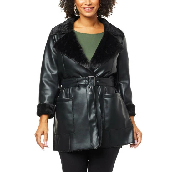 Cheapest 🥰 "As Is" G By Giuliana Black Label Faux Leather Jacket With Faux Fur Lining 🔔 6 Cheapest 🥰 "As Is" G By Giuliana Black Label Faux Leather Jacket With Faux Fur Lining 🔔 - Image 4