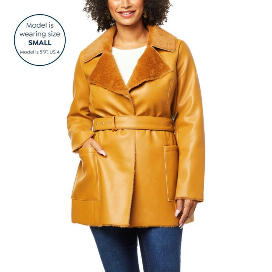 Cheapest 🥰 "As Is" G By Giuliana Black Label Faux Leather Jacket With Faux Fur Lining 🔔 7 Cheapest 🥰 "As Is" G By Giuliana Black Label Faux Leather Jacket With Faux Fur Lining 🔔 - Image 5