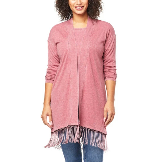 Outlet 😉 "As Is" G By Giuliana Burnout Rib Knit Cardigan With Fringe Charcoal 👍 3 Outlet 😉 "As Is" G By Giuliana Burnout Rib Knit Cardigan With Fringe Charcoal 👍