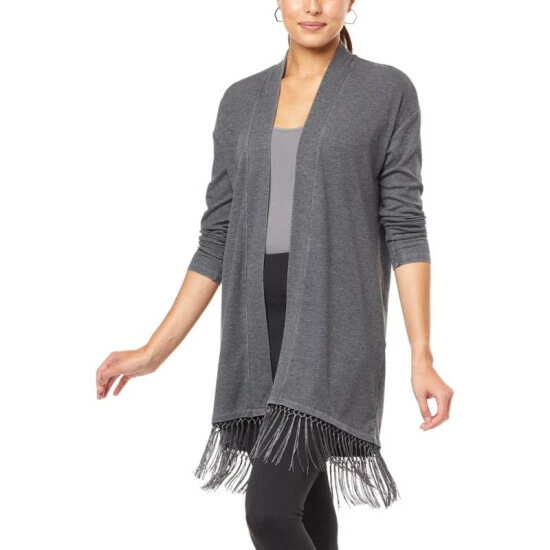 Outlet 😉 "As Is" G By Giuliana Burnout Rib Knit Cardigan With Fringe Charcoal 👍 9 Outlet 😉 "As Is" G By Giuliana Burnout Rib Knit Cardigan With Fringe Charcoal 👍 - Image 7