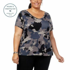 Buy 🛒 G By Giuliana 2-pack EcoLuxe Perfect V-Neck Tees Black/gray Camo 👍 -G by GIULIANA Sales Store unnamed file 319
