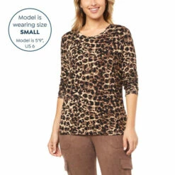 Promo 🥰 "As Is" G By Giuliana Long Sleeve Tee With Shirring Detail Denim/leopard ⭐ -G by GIULIANA Sales Store unnamed file 3214