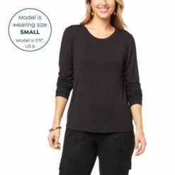 Promo 🥰 "As Is" G By Giuliana Long Sleeve Tee With Shirring Detail Denim/leopard ⭐ -G by GIULIANA Sales Store unnamed file 3217