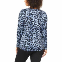 Promo 🥰 "As Is" G By Giuliana Long Sleeve Tee With Shirring Detail Denim/leopard ⭐ -G by GIULIANA Sales Store unnamed file 3218