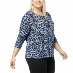 Promo 🥰 "As Is" G By Giuliana Long Sleeve Tee With Shirring Detail Denim/leopard ⭐ -G by GIULIANA Sales Store unnamed file 3222