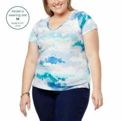 Buy 🛒 G By Giuliana 2-pack EcoLuxe Perfect V-Neck Tees Black/gray Camo 👍 -G by GIULIANA Sales Store unnamed file 323