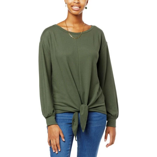 Promo 🤩 "As Is" G By Giuliana G-Soft Brushed Hacci Knit Tie-Front Top Thyme 👏 3 Promo 🤩 "As Is" G By Giuliana G-Soft Brushed Hacci Knit Tie-Front Top Thyme 👏