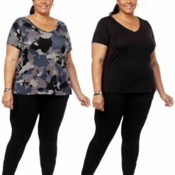 Buy 🛒 G By Giuliana 2-pack EcoLuxe Perfect V-Neck Tees Black/gray Camo 👍 -G by GIULIANA Sales Store unnamed file 328