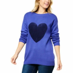 New 🧨 G By Giuliana Embroidered Heart Sweater Knit Pullover 😀
