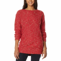 Cheap ๐ "As Is" G By Giuliana Sparkle Knit Party Sweater Berry Red ๐งจ