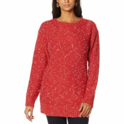Cheap 😀 "As Is" G By Giuliana Sparkle Knit Party Sweater Berry Red 🧨 -G by GIULIANA Sales Store unnamed file 3422