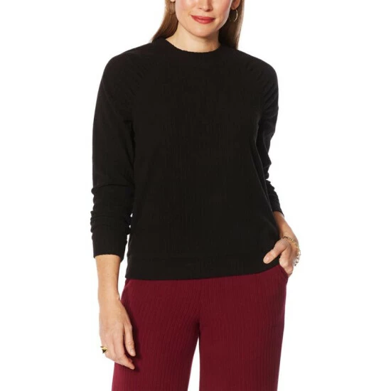 Deals ⌛ "As Is" G By Giuliana LounGy Plush Ribbed Pullover Top Black 👏 7 Deals ⌛ "As Is" G By Giuliana LounGy Plush Ribbed Pullover Top Black 👏 - Image 5