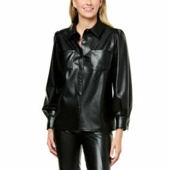 Cheapest โจ "As Is" G By Giuliana Black Label Faux Leather Buttoned ๐ Shirt ๐