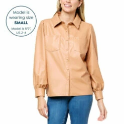 Cheapest ✨ "As Is" G By Giuliana Black Label Faux Leather Buttoned 👚 Shirt 😍 -G by GIULIANA Sales Store unnamed file 3557