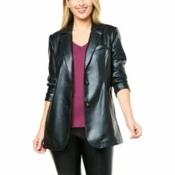 Discount 🥰 "As Is" G By Giuliana Black Label Papa DePandi Collab Faux Leather Blazer 🧨 -G by GIULIANA Sales Store unnamed file 3590