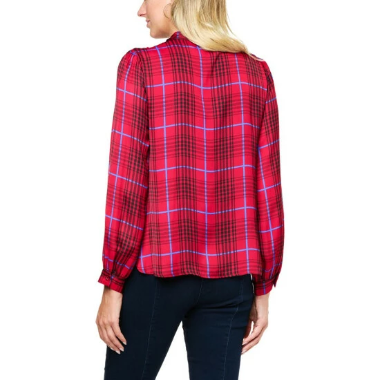 Cheap 🎉 "As Is" G By Giuliana Black Label Plaid Satin Neck-Tie Blouse 🌟 6 Cheap 🎉 "As Is" G By Giuliana Black Label Plaid Satin Neck-Tie Blouse 🌟 - Image 4