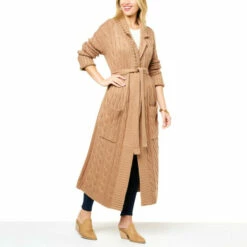 Best Pirce 😀 "As Is" G By Giuliana Black Label Cable Knit Belted 🧥 Coatigan ❤️