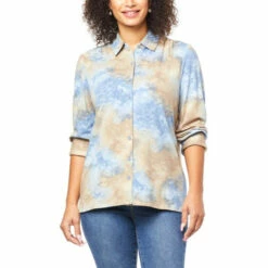 Flash Sale 😉 "As Is" G By Giuliana Black Label Knit Tie Dye Buttoned 👚 Shirt 😉