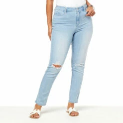Wholesale 👏 "As Is" G By Giuliana Repreve® Denim Distressed Tapered-Leg Jean 🛒