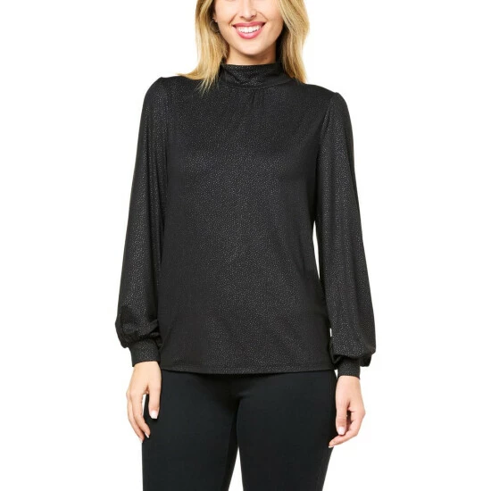 Hot Sale ๐ G By Giuliana Dream Knit Foil Print Mock-Neck Top Midnight ๐ 3 Hot Sale ๐ G By Giuliana Dream Knit Foil Print Mock-Neck Top Midnight ๐