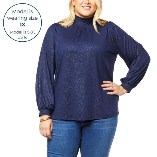 Hot Sale ๐ G By Giuliana Dream Knit Foil Print Mock-Neck Top Midnight ๐ 4 Hot Sale ๐ G By Giuliana Dream Knit Foil Print Mock-Neck Top Midnight ๐ - Image 2